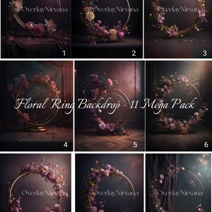 Floral Ring Backdrop Overlays - Bridal Digital Backdrop - Maternity ...
