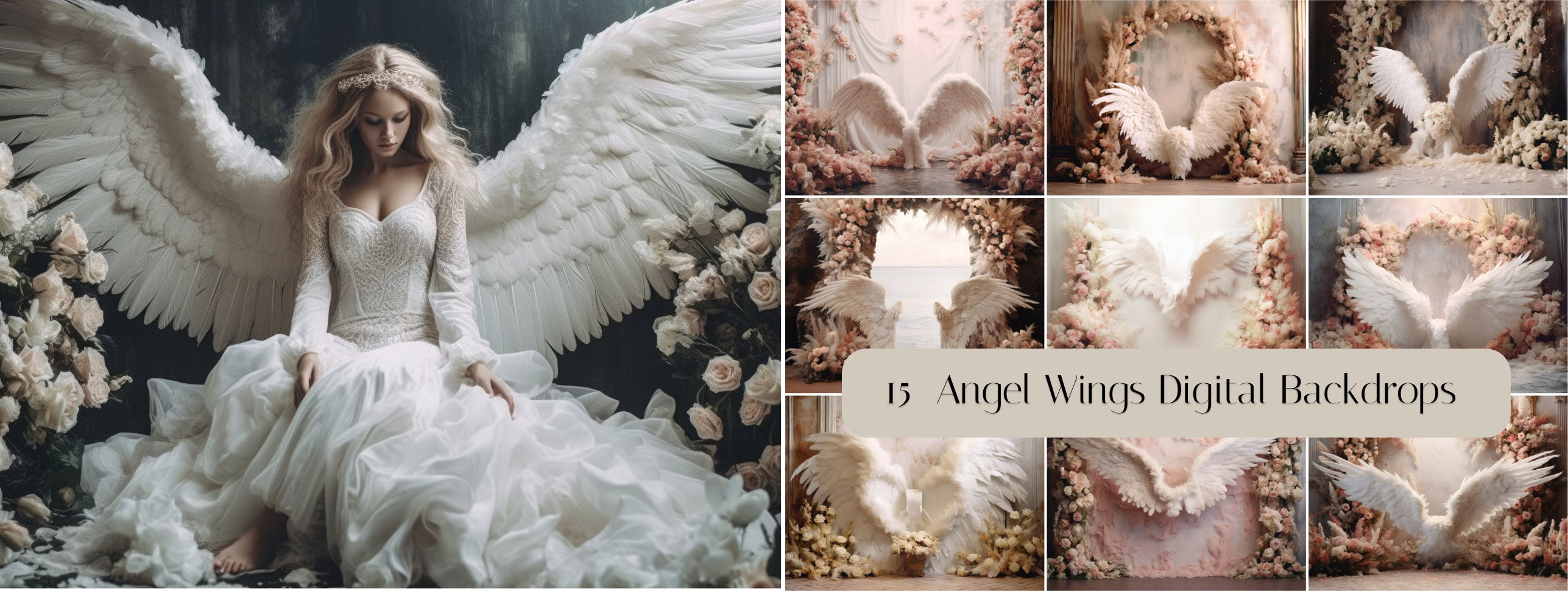 15 X Digital Backdrops, Angel Wings Digital Backgrounds, Maternity ...