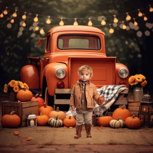 10 Autumn Digital Background Bundle, Orange truck and pumpkins backdrop, Fall Digital Backdrop for Photography, Portrait Composite