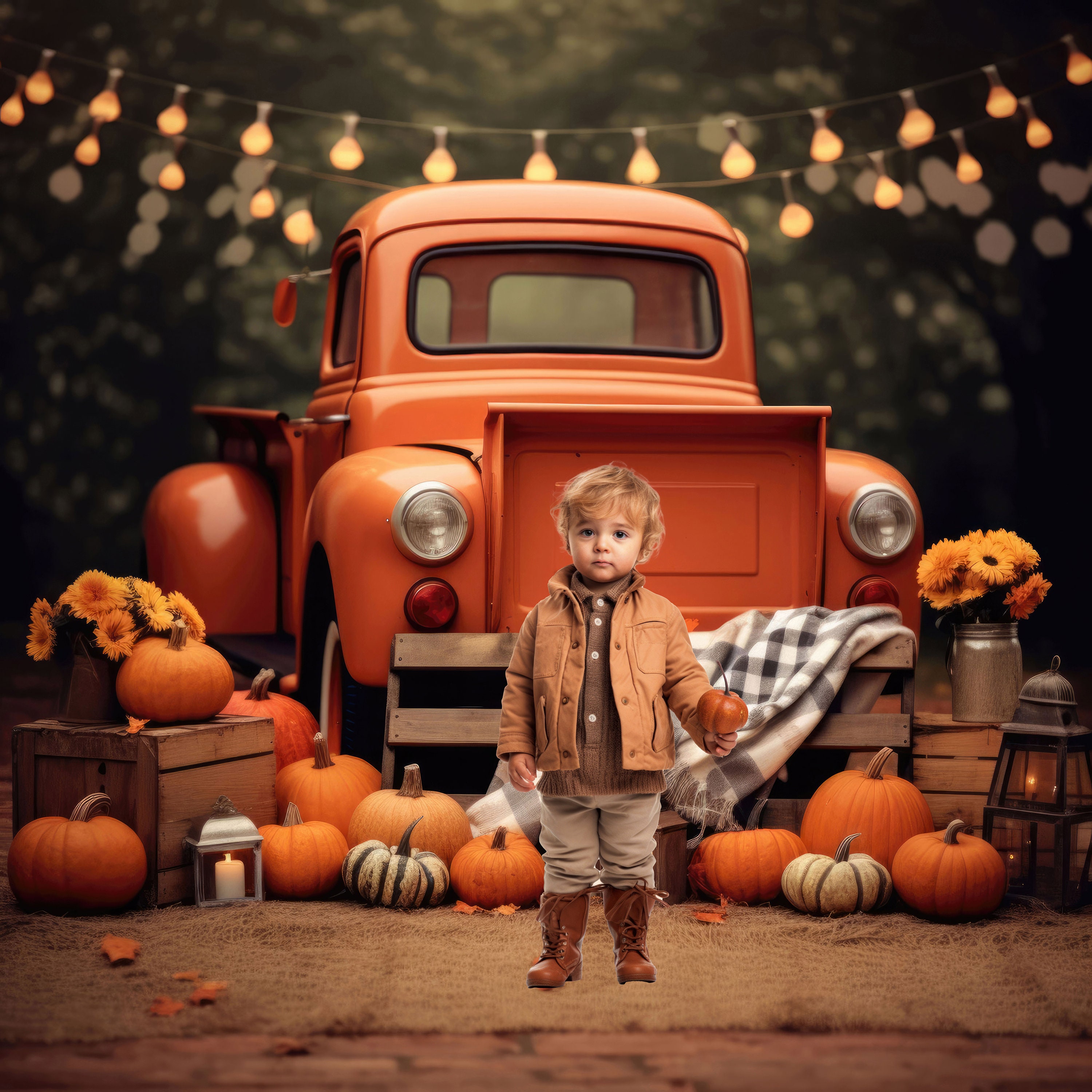 10 Autumn Digital Background Bundle, Orange truck and pumpkins backdrop, Fall Digital Backdrop for Photography, Portrait Composite