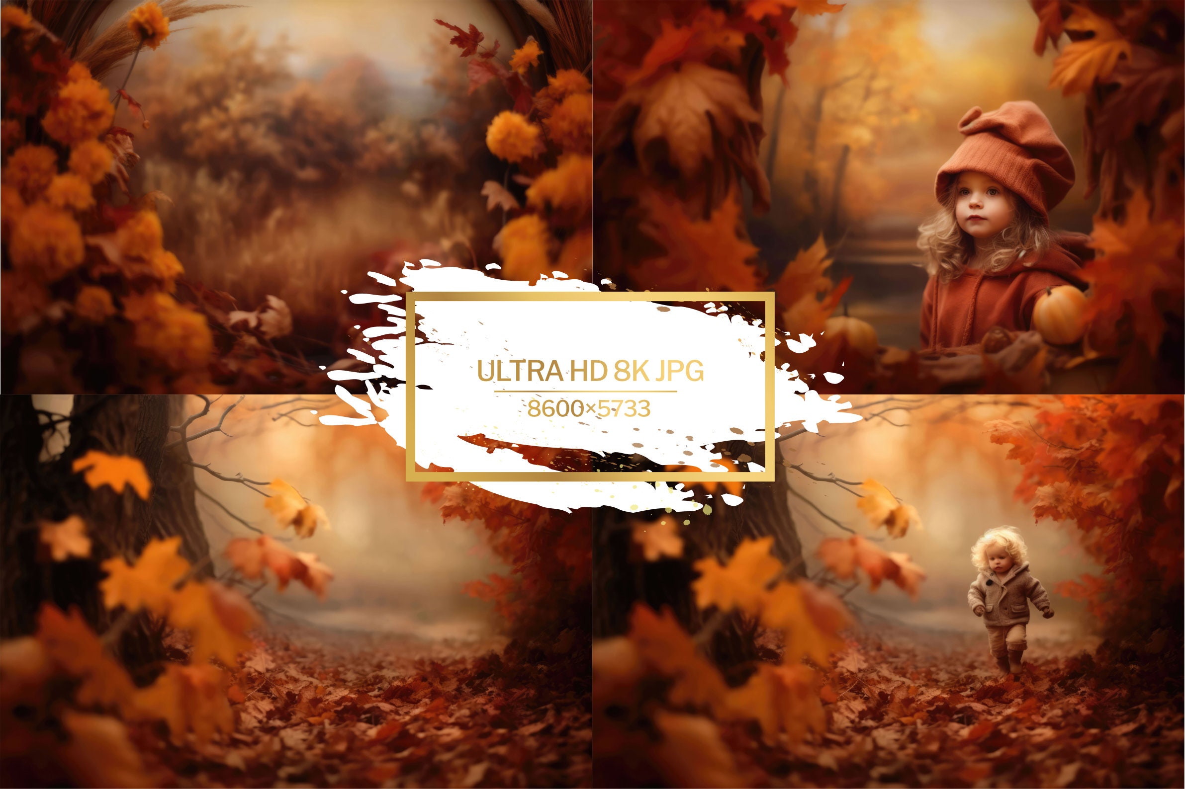 70 Blurred Fall Portrait Backdrops for Photoshop, Digital Autumn Photo ...