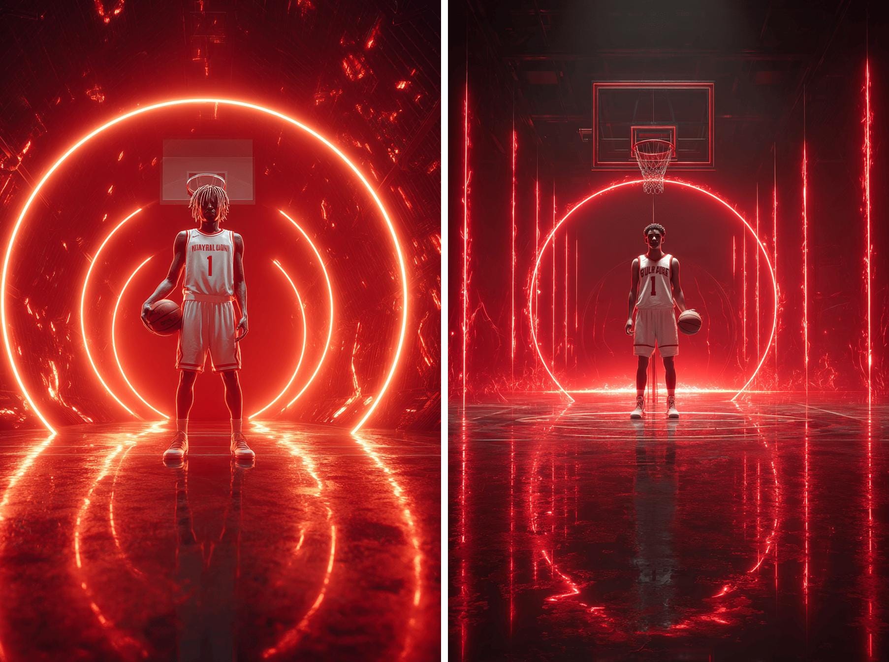 100 Neon Lights Basketball Action Digital Backdrops Banner for Sports ...