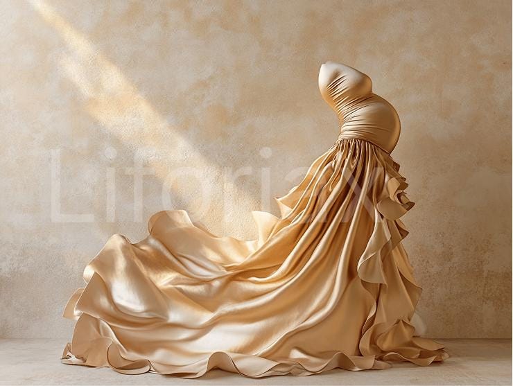 gold silk maternity dress Luxury Gold Maternity Gown, Pregnant Guest, Baby Shower, Gender Reveal Chic Bump Club