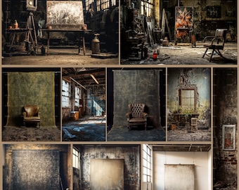 Composite Old Master Photography Studio Background, Vertical portrait background Portrait studio backdrop, Grunge background, Retro Backdrop