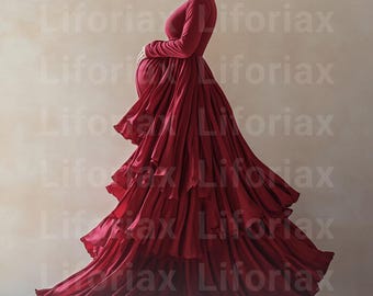 26 Fondos de falda de maternidad con vestidos fluidos y coloridos: Composición de Photoshop de alta costura, fondo de superposición de vestidos de arte digital