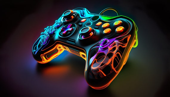 Konsttryck Gaming Controller neon