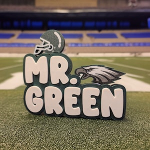 Placa de identificación personalizada hecha a mano/Decoración de escritorio personalizada para el día del partido de fútbol americano/Eagles Yankees/Placa de regalo para niños