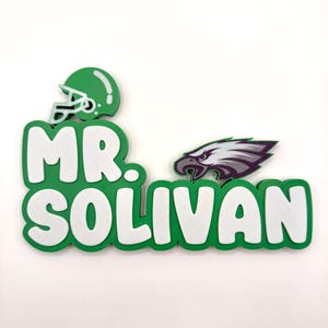 Eagles Handgemachtes 3D gedrucktes Namensschild: Personalisierte Fußball Schreibtisch Dekoration
