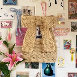 PDF Mini Bow Bag Crochet Pattern | Cute Quick Project For Beginners | Tote Bag Shoulder Bag Purse | Coquette Girlish Ballet Balletcore