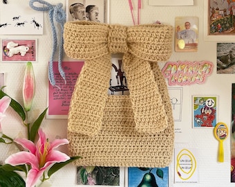PDF Mini Bow Bag Crochet Pattern | Cute Project For Beginners |  Tote Bag Shoulder Bag Purse