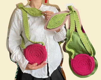 PDF Cherry Bag Crochet Pattern | Cute Advanced Beginner Project |  Tote Shoulder Crossbody Bag | Fruit Fruity Spring Summer Picnic Project