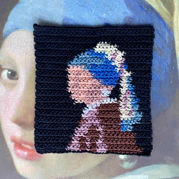 Mädchen mit einem Perlenohrring Häkelanleitung PDF | Gemälde Portrait Dutch Art Artist | Johannes Vermeer | Graphghan Alpha | Fortgeschrittene Anfänger