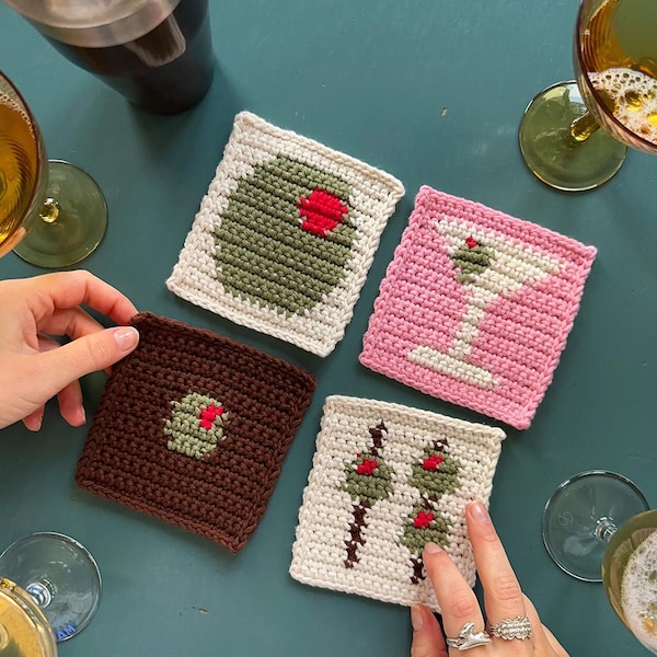Dirty Martini Coasters Crochet Pattern | Quick Beginner Project