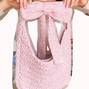 PDF Big Bow Bag Crochet Pattern Cute Advanced Beginner Project Tote Messenger Shoulder Laptop Bag image 4