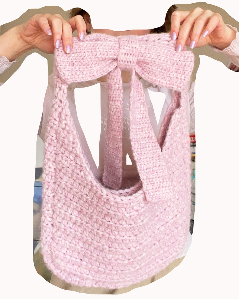 PDF Big Bow Bag Crochet Pattern Cute Advanced Beginner Project Tote Messenger Shoulder Laptop Bag image 4