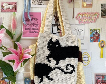 Kitty Cat Tote Bag Crochet Pattern | Beginner Friendly Tapestry Project