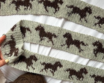 Horses Scarf Crochet Pattern | Beginner Level Tapestry Project