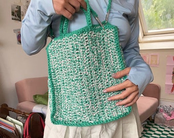 PDF Crochet Pattern Two-tone Tote Bag | Easy DIY Crochet Project For Beginners | Beach Summer Park Spring | Crossbody