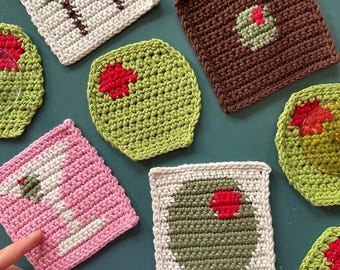 Olive & Dirty Martini Coaster Patterns DISCOUNTED