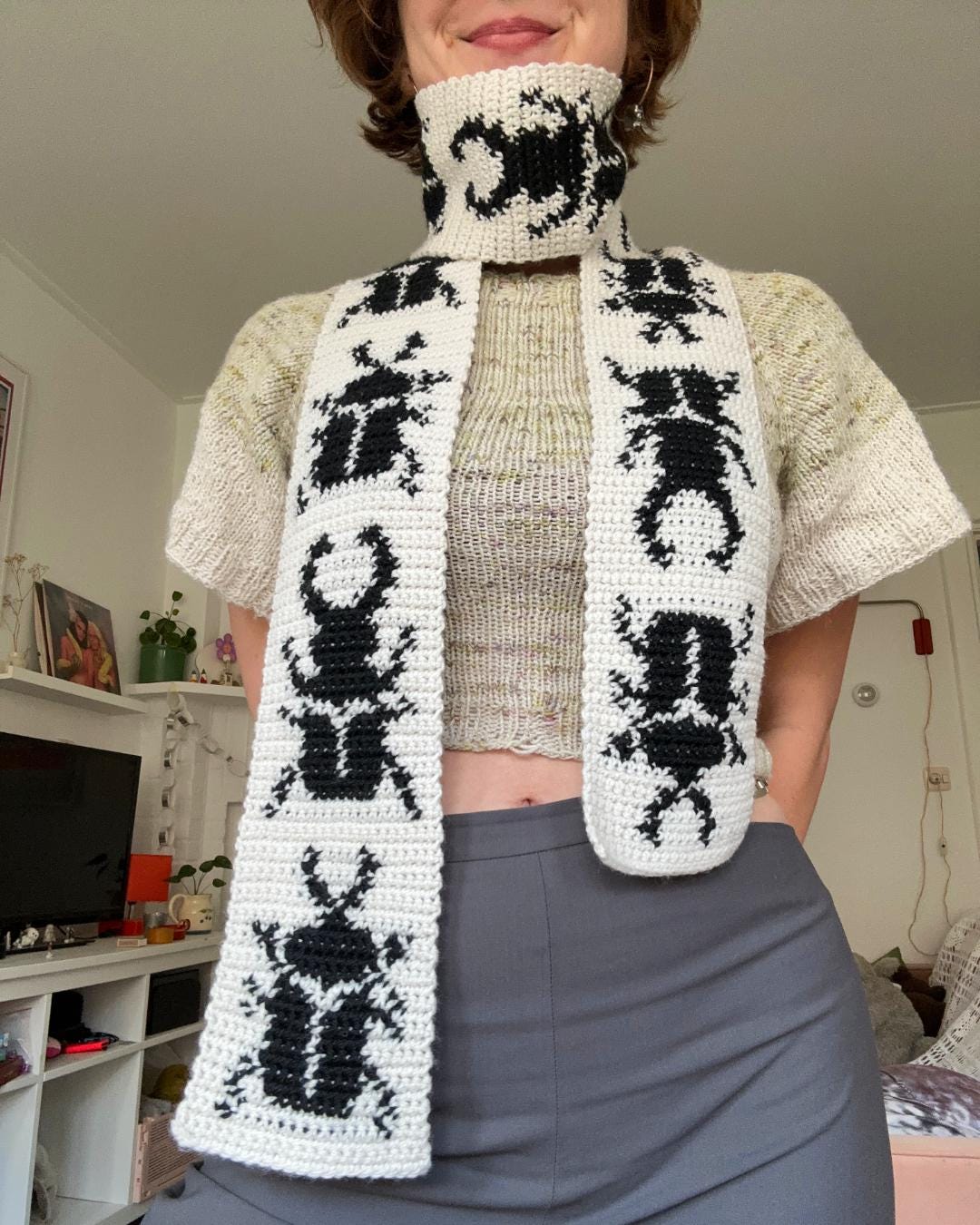 Beetle Scarf Crochet Pattern | Beginner Level Tapestry Project