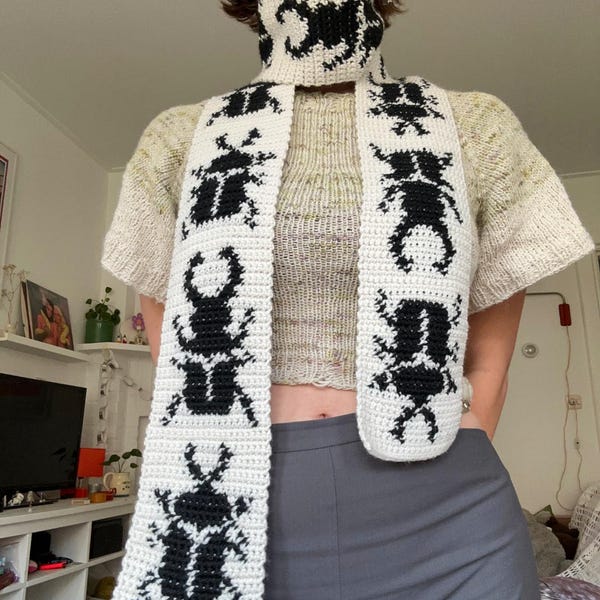 Beetle Scarf Crochet Pattern | Beginner Level Tapestry Project