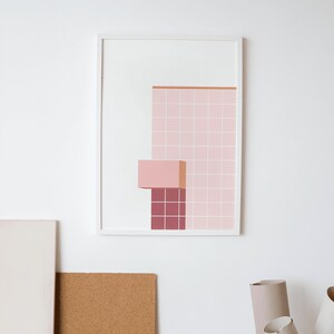 Abstract Geometric Pastel Pink Wall Art Decor Digital Download image 3