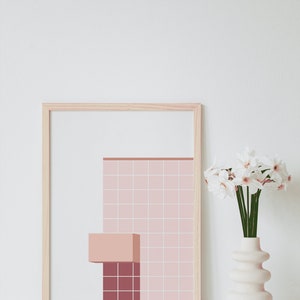 Abstract Geometric Pastel Pink Wall Art Decor Digital Download image 5