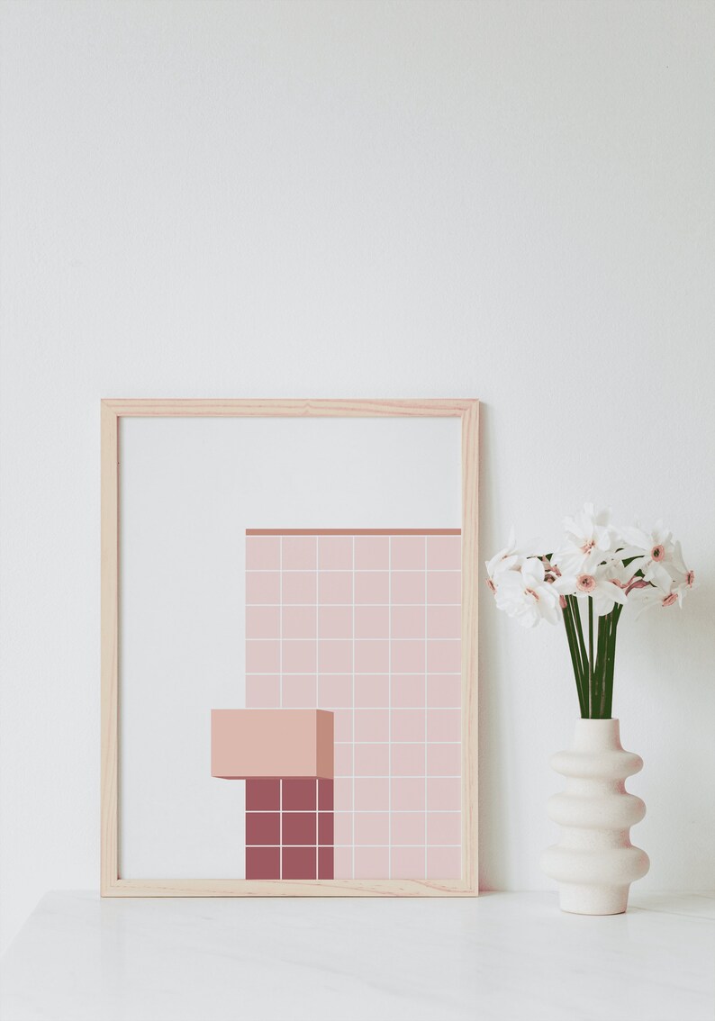 Abstract Geometric Pastel Pink Wall Art Decor Digital Download image 5