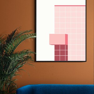 Abstract Geometric Pastel Pink Wall Art Decor Digital Download image 4