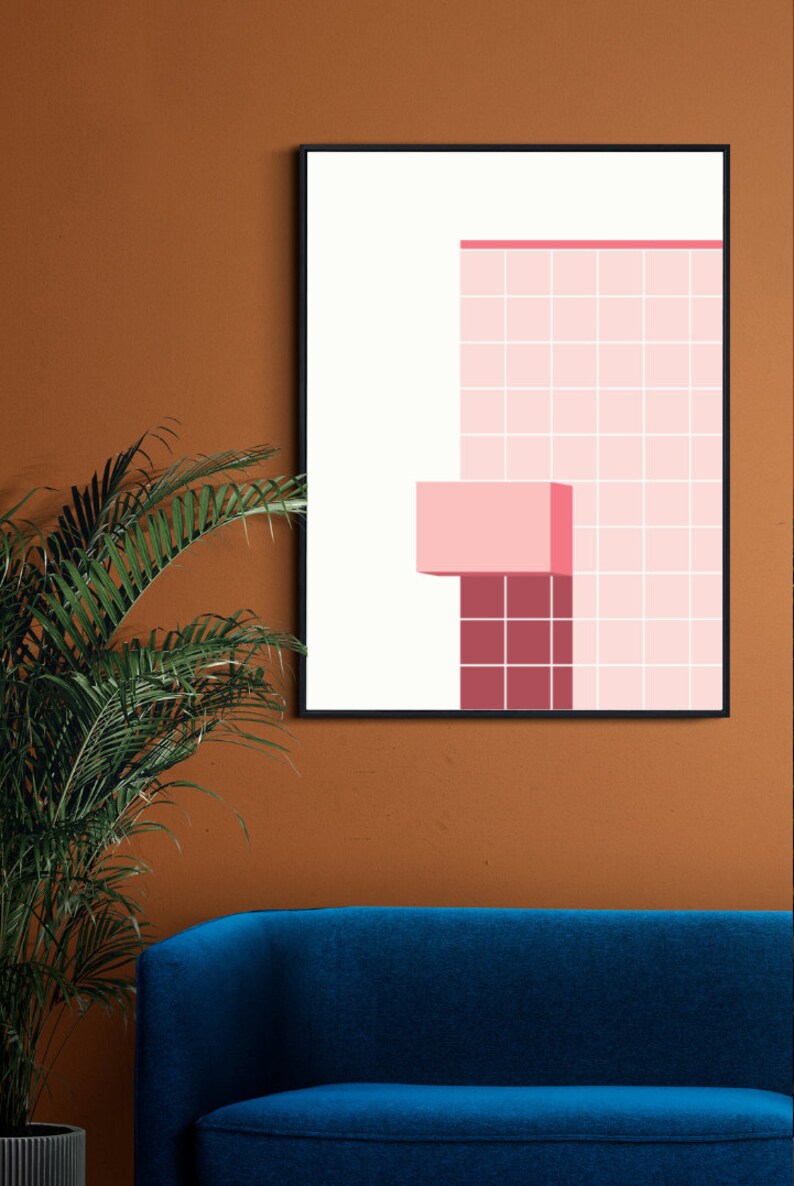 Abstract Geometric Pastel Pink Wall Art Decor Digital Download image 4