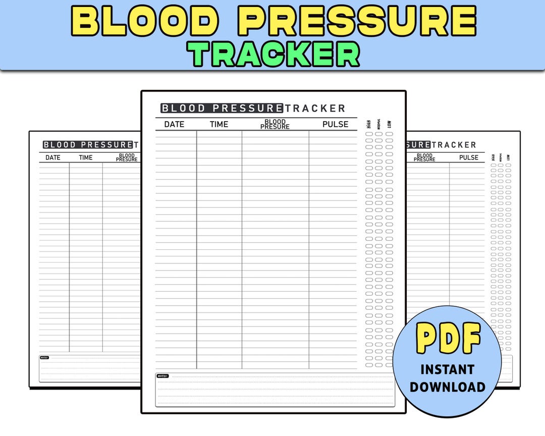 Blood Pressure Tracker Printable, Health Log (6x9 PDF) - Etsy