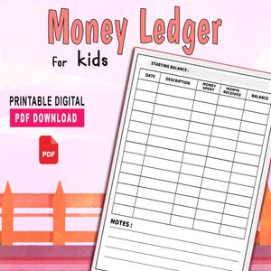 Sparbuch für Kinder | Printable Ersparniss-Tracker | Kids Expense Tracker | Digitaler Haushaltsplaner für Kinder | Geld Logbuch PDF.