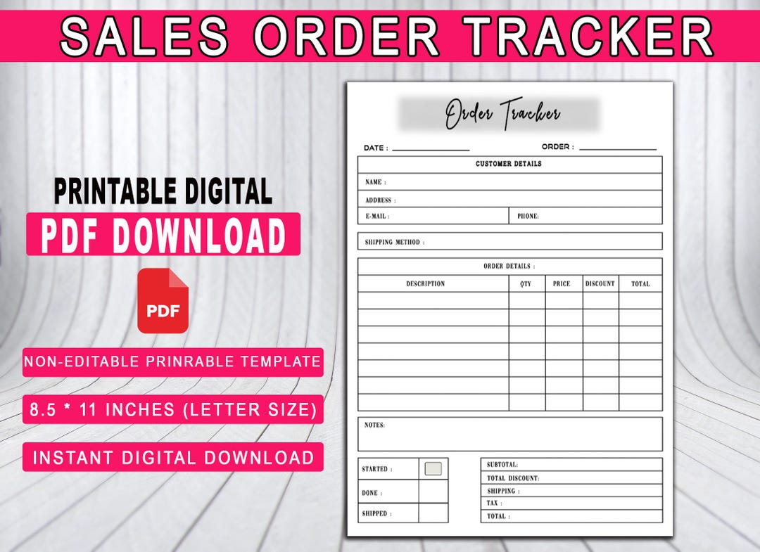 Free Printable Week Order Tracker Form.pdf Printable Order Tracker | Sales Order Log for Small Business | Order ...