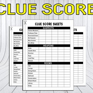 Clue Score Sheets Printable - Classic Detective Game Tracker - Board Game Night Sheets - Clue Game Accessories - Instant Download PDF-