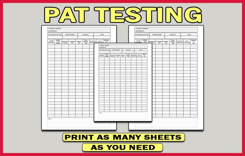 PAT Testing Printable | Electrical Safety Record PDF | PAT Test ...