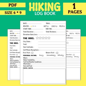 Hiking Log Book Printable | Outdoor Adventure Journal & Trail Tracker | Notebook for Hikers.