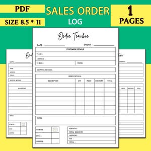 Rastreador de pedidos imprimible / Registro de pedidos de venta para pequeñas empresas / Plantilla de formulario de pedido / PDF tamaño carta (EE. UU.) / Descarga instantánea - Planificador de presupuesto