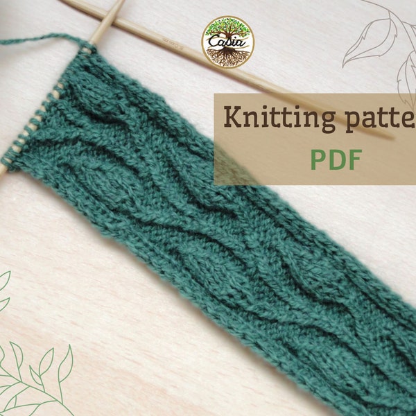 Leaf Headband Knitting Pattern, PDF Knitting Pattern, Printable Knitting Pattern, Headband with Leaf Motif Knitting Pattern