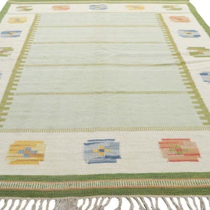 Karin Jonsson Vintage Swedish Blue Scandinavian Röllakan Rug