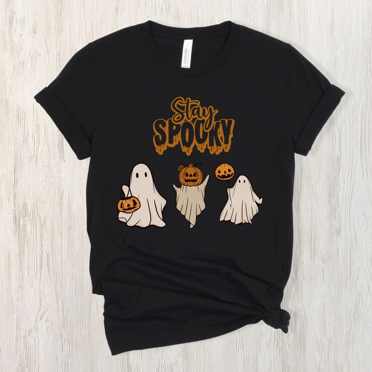 Halloween Spooky Season Boo Ghost Shirt 2023 Funny Halloween Tshirt For Women/Kids/Men Creepy Cute Spooky Mama T-Shirt Women Horror Clothing