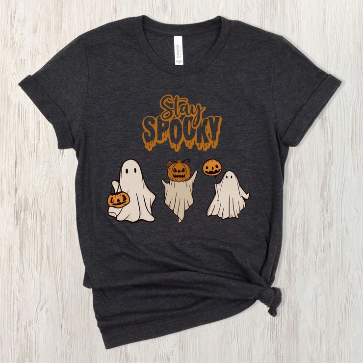 Halloween Spooky Season Boo Ghost Shirt 2023 Funny Halloween Tshirt For Women/Kids/Men Creepy Cute Spooky Mama T-Shirt Women Horror Clothing