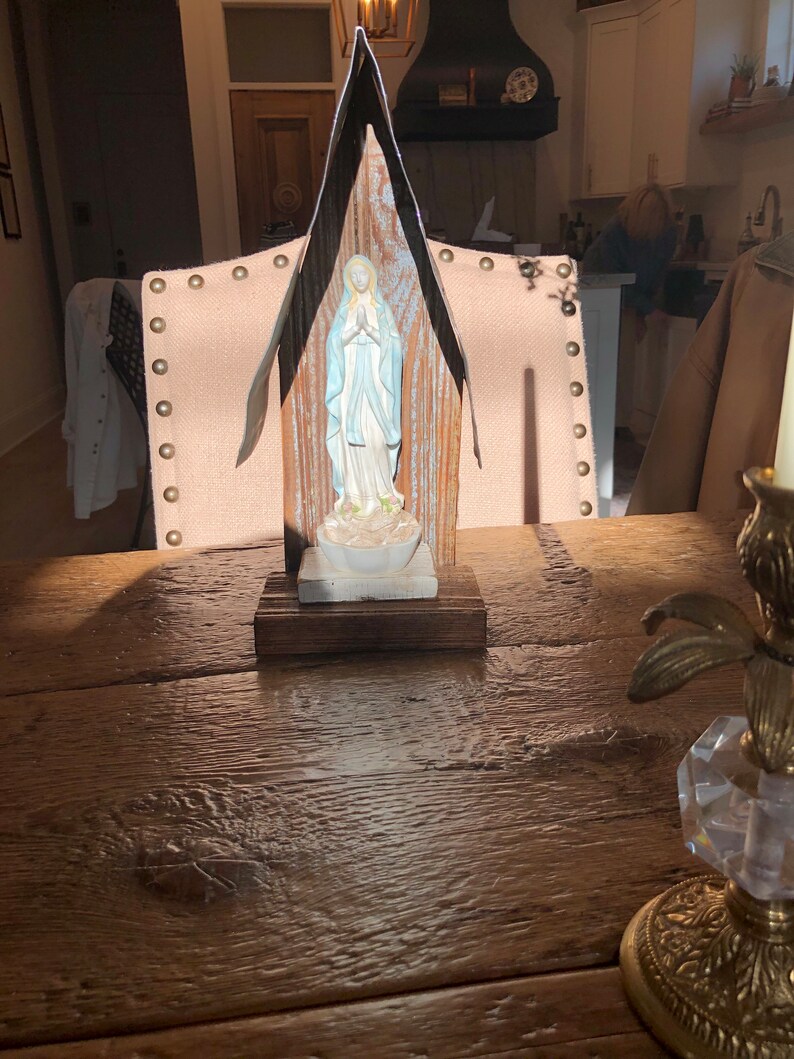 Virgin Mary Grotto in Pine Wood Etsy