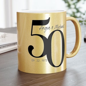 50th Wedding Anniversary Gifts, Wedding Anniversary Gift for Couple, 50th Wedding Anniversary Gifts for Parents, Custom Metallic Coffee Mug