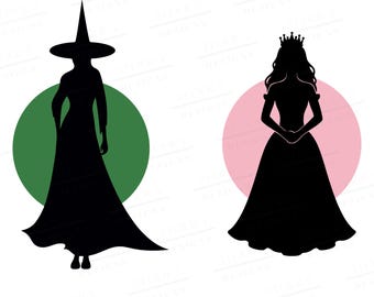 Silhouette della Strega Malvagia Glinda Elphaba - File di taglio SVG (Download digitale)