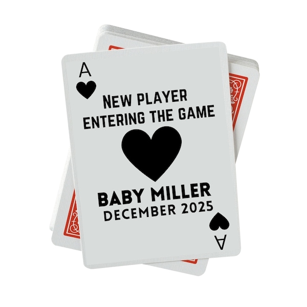Playing Card Pregnancy Announcement, Poker Card for Grandparent Baby Announcement, Novelty Baby Announcement Gift, Baby Reveal Card