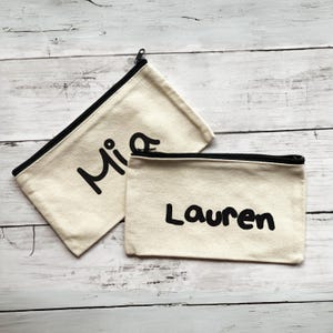 Custom Name Pencil Case Birthday Gift for kids, Birthday favor bag, Canvas Pouch, School Accessories, Zipper Pouch, Summer Camp Gift