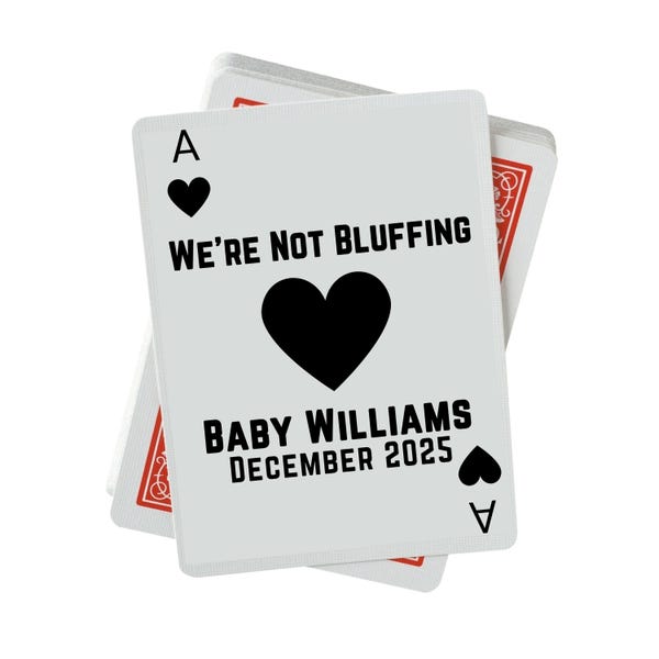 Playing Card Pregnancy Announcement, Poker Card for Grandparent Baby Announcement, Novelty Baby Announcement Gift, Baby Reveal Card