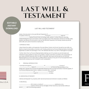 Last Will and Testament Template | U.S.A. SPECIFIC