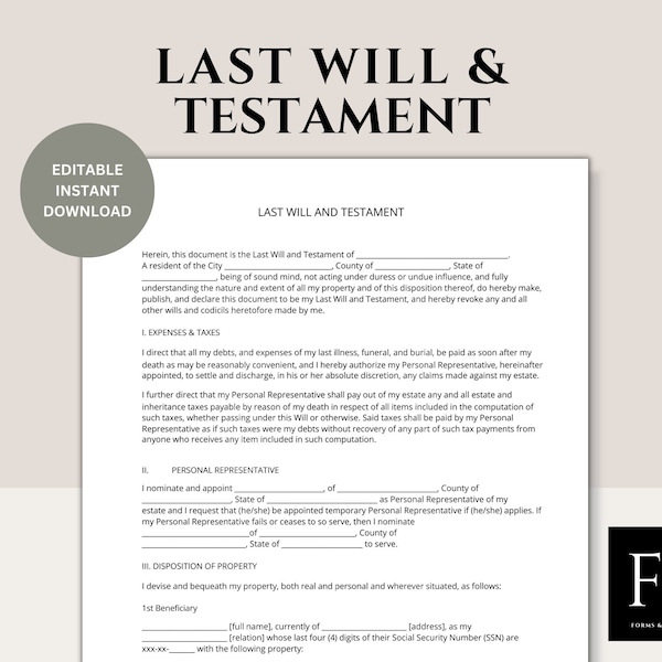 Last Will and Testament Template