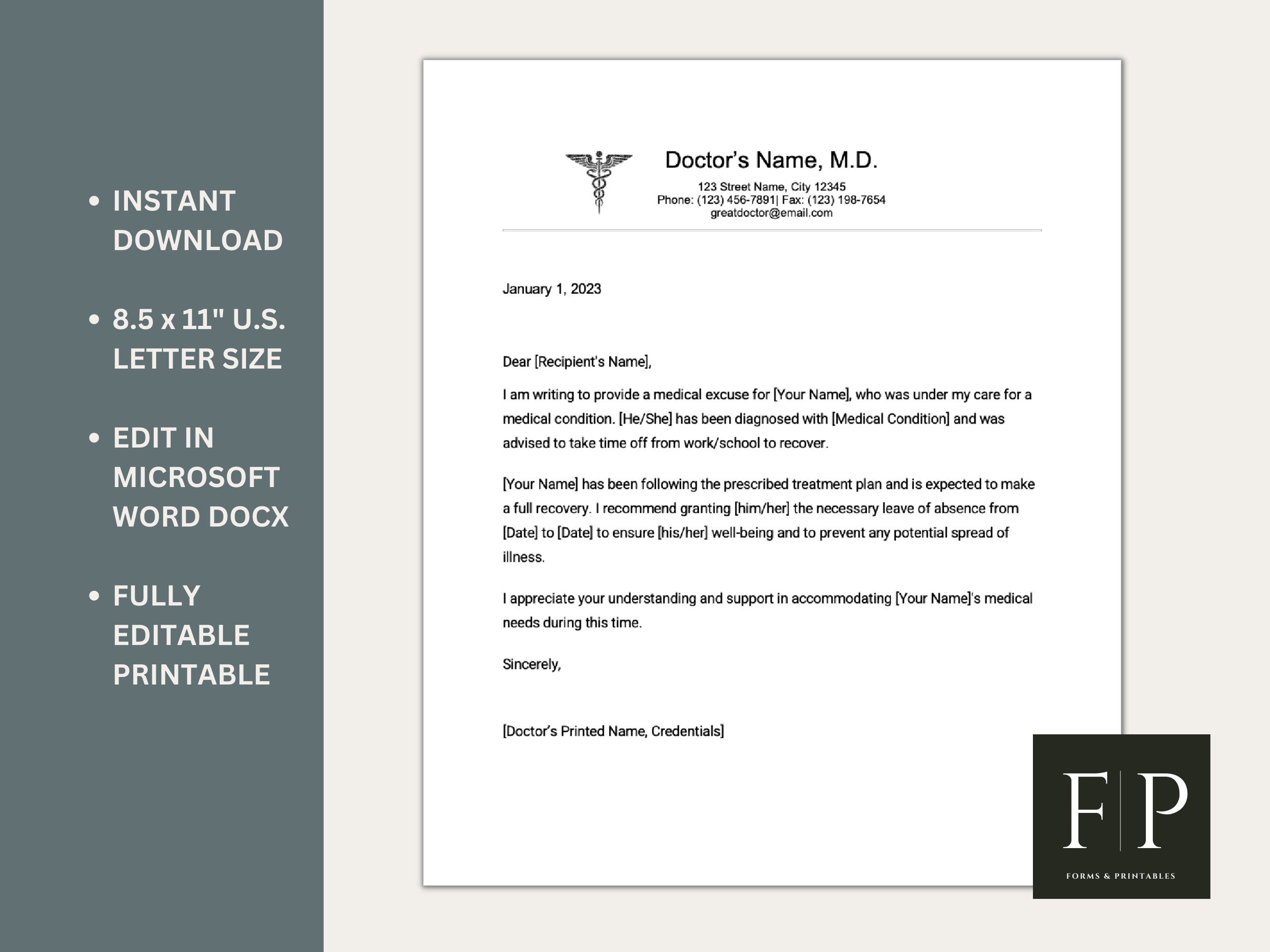 Doctor's Note Template Doctor's Excuse Letter Doctor Excuse Work School
